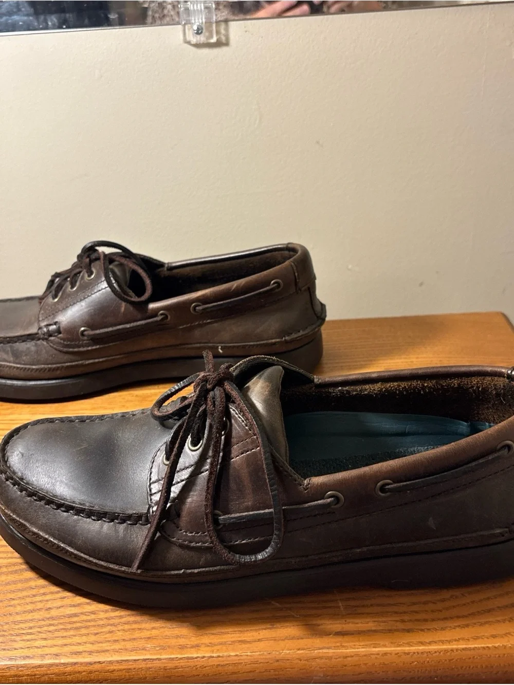 Nunn Bush Brown Leather Boat Shoes with Blue Insoles